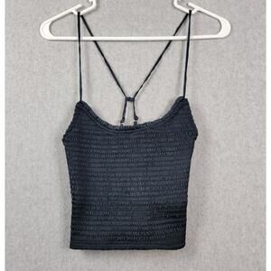Intimately Free People Black Smocked Spaghetti Strap Crop Top Women's XS